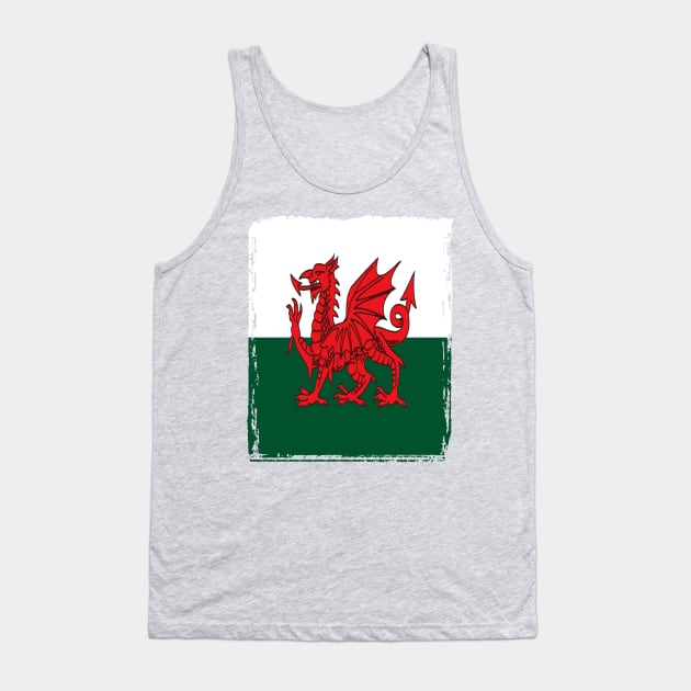 Y Ddraig Goch Grunge Welsh Flag Tank Top by taiche